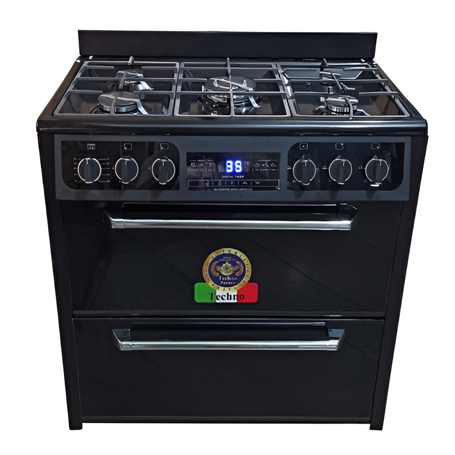 Gas-oven-design-Techno-Prosa-10000-black-glaze اجاق گاز تکنو پروسا طرح فر 5 شعله مدل ۱۰۰۰۰ لعاب - Image 1